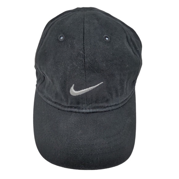 Nike Baby Infant Strapback Hat Black Swoosh Logo Embroidered 100% Cotton - Picture 1 of 8